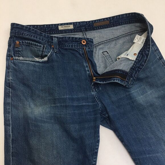 ADRIANO GOLDSCHMIED Protege Jeans Mens 38x28 Straight Distressed Denim Blue - Picture 3 of 12